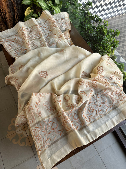 Chanderi Chikankari Dupatta