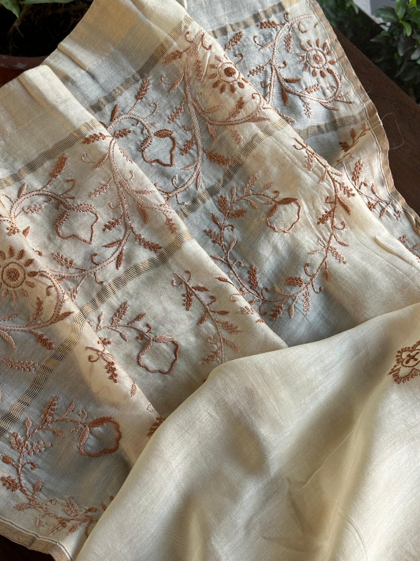 Chanderi Chikankari Dupatta