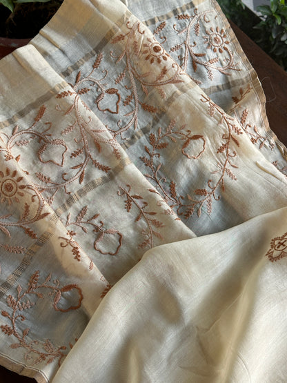 Chanderi Chikankari Dupatta