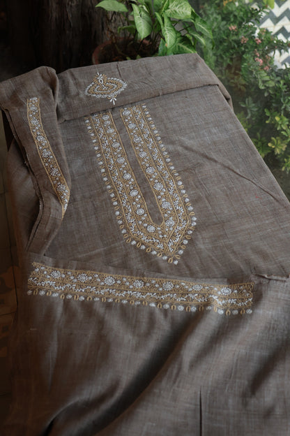 Charcoal Grey Shade Malkha Handspun Khadi Kurtas Unisex Fabric