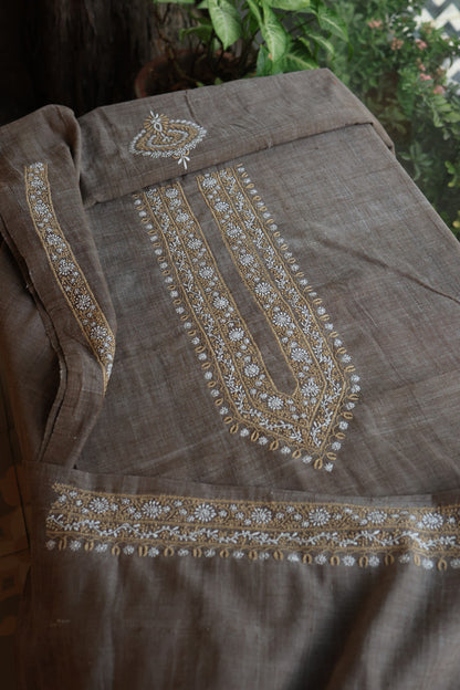 Charcoal Grey Shade Malkha Handspun Khadi Kurtas Unisex Fabric