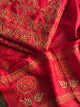 Cherry Red Tussar Silk Unstitched Kurta Dupatta Set with Multicolour Chikankari Embroidery