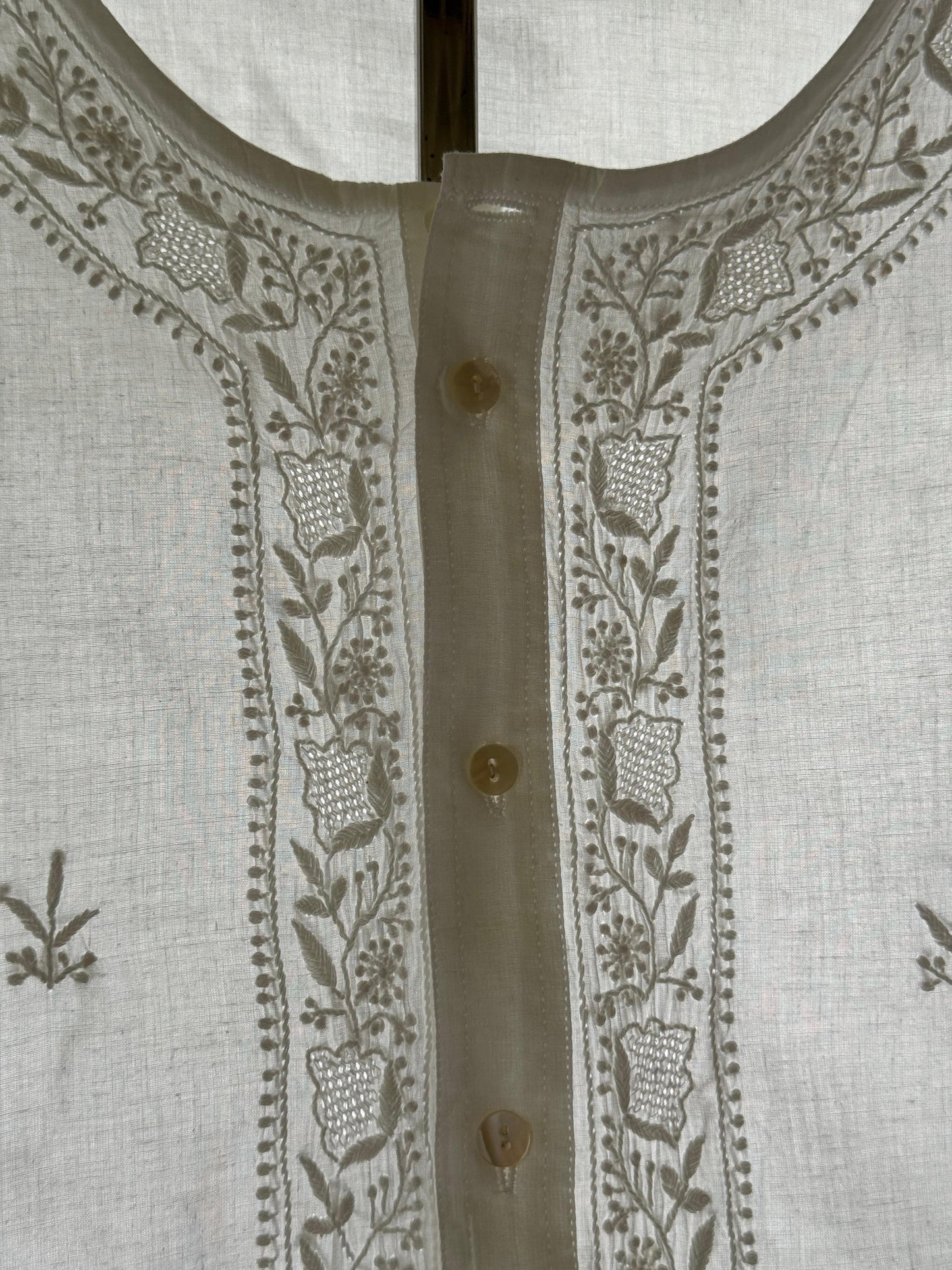 White Fine Chikankari Men's Cotton Kurta