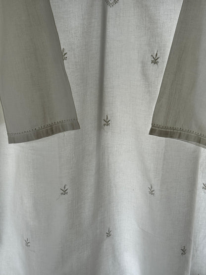 White Fine Chikankari Men's Cotton Kurta