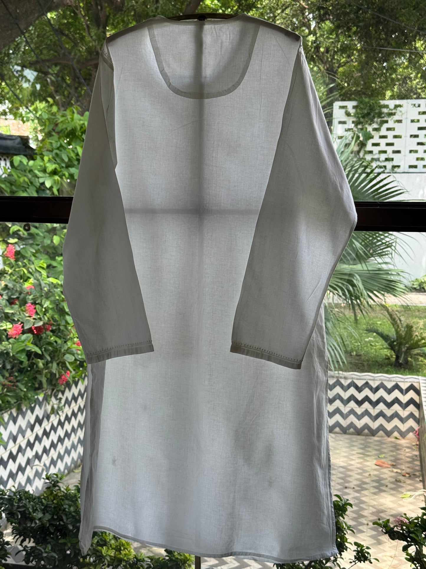 White Fine Chikankari Men's Cotton Kurta