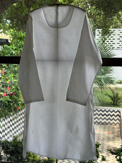 White Fine Chikankari Men's Cotton Kurta