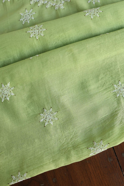Clay Green Shade Mal Cotton Fine Chikankari Unstitched Fabric