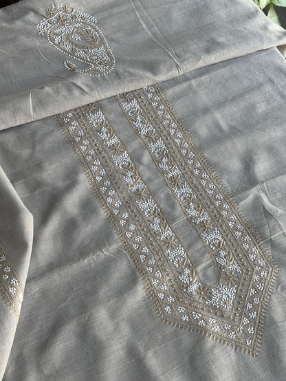Cloudy Grey Malkha Handspun Khadi Kurtas Unisex Fabric