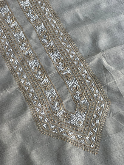 Cloudy Grey Malkha Handspun Khadi Kurtas Unisex Fabric