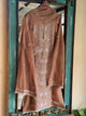 Cocoa Brown Malmal Pearl White Chikankari Ready to Wear Kurta Set