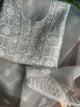 Cool Grey Organza Chikankari Unstitched Suit Fabric