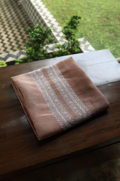 Copper Rose Linen Chikankari Unstitched Men's Kurtas Fabric