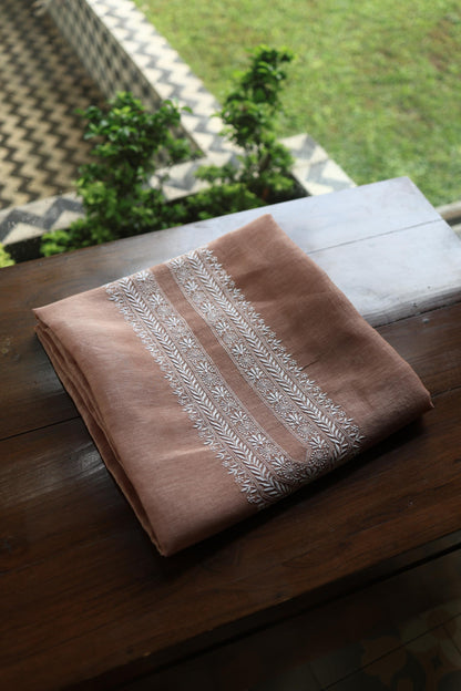 Copper Rose Linen Chikankari Unstitched Men's Kurtas Fabric