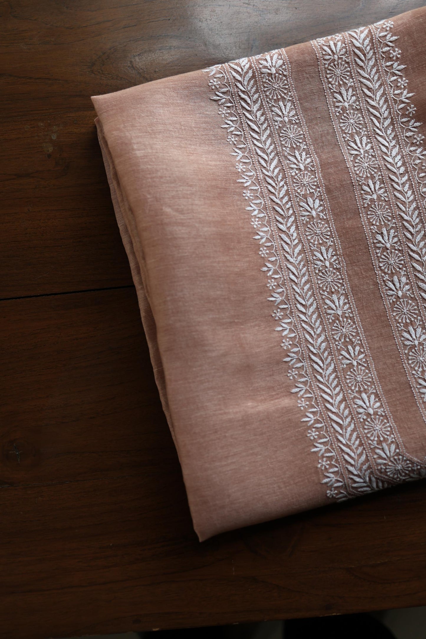 Copper Rose Linen Chikankari Unstitched Men's Kurtas Fabric
