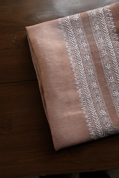 Copper Rose Linen Chikankari Unstitched Men's Kurtas Fabric