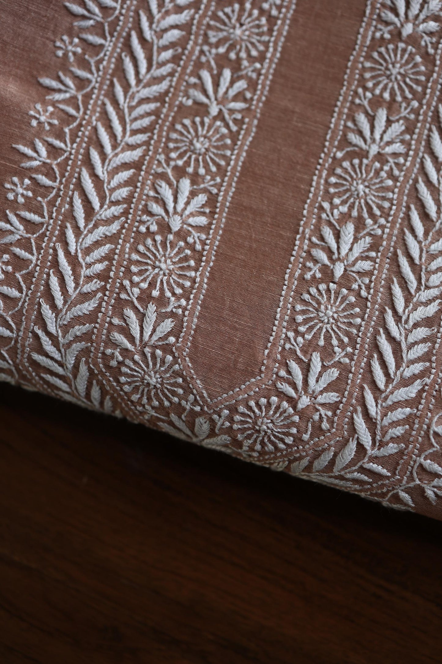 Copper Rose Linen Chikankari Unstitched Men's Kurtas Fabric
