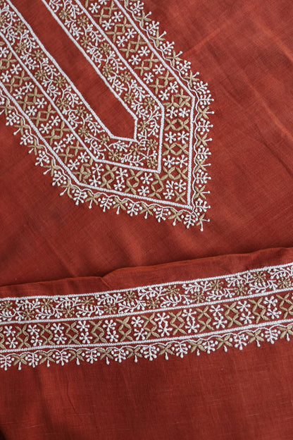 Copper Rust Shade Malkha Handspun Khadi Kurtas Unisex Fabric
