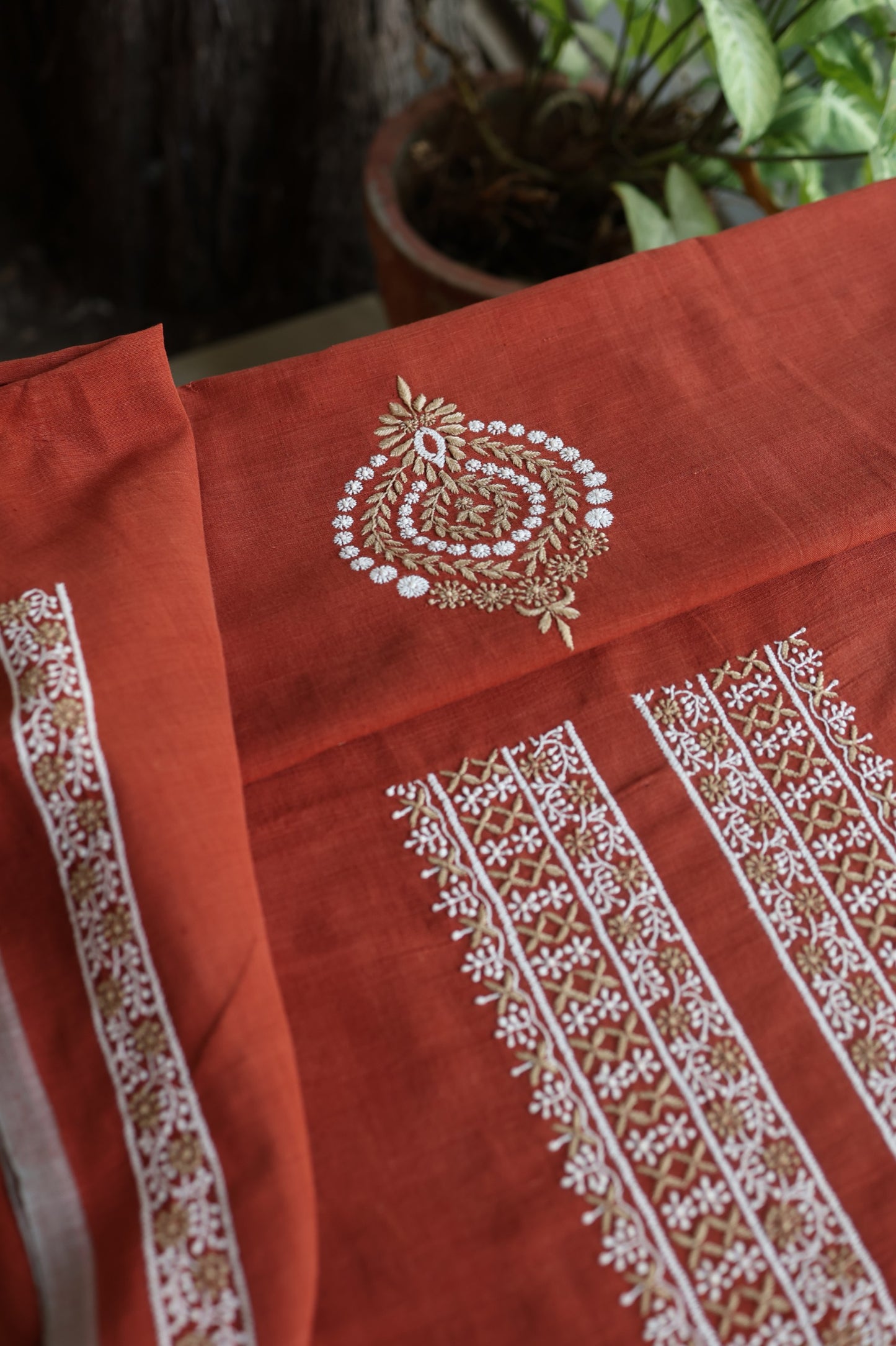 Copper Rust Shade Malkha Handspun Khadi Kurtas Unisex Fabric