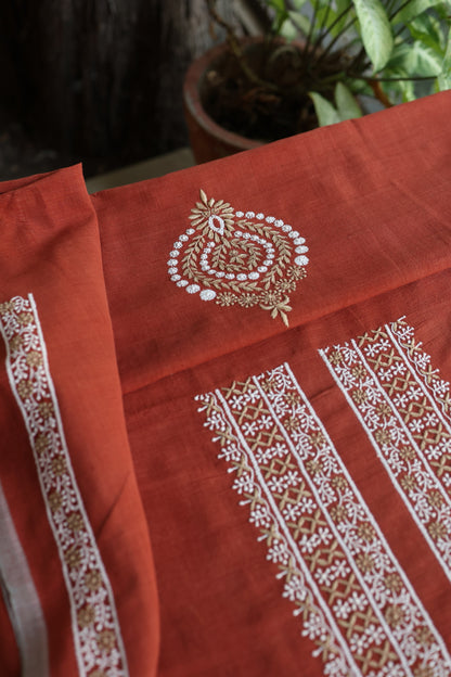 Copper Rust Shade Malkha Handspun Khadi Kurtas Unisex Fabric