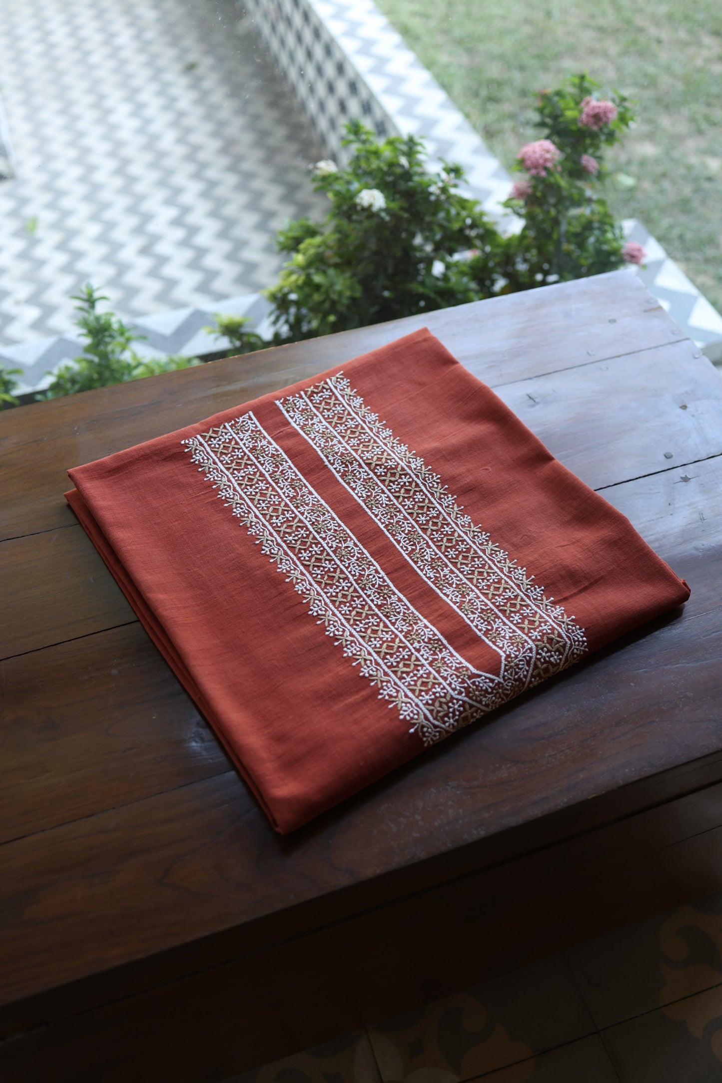 Copper Rust Shade Malkha Handspun Khadi Kurtas Unisex Fabric