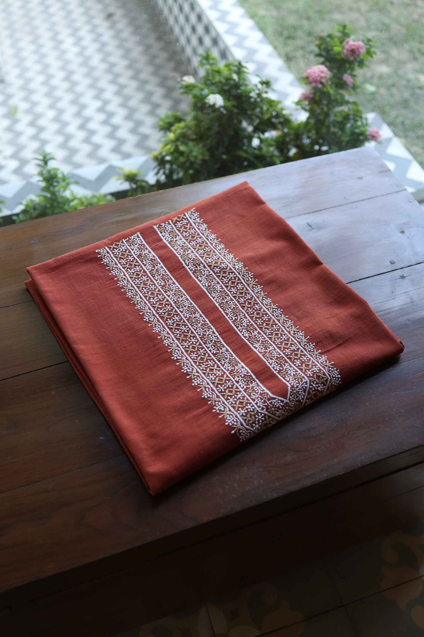 Copper Rust Shade Malkha Handspun Khadi Kurtas Unisex Fabric