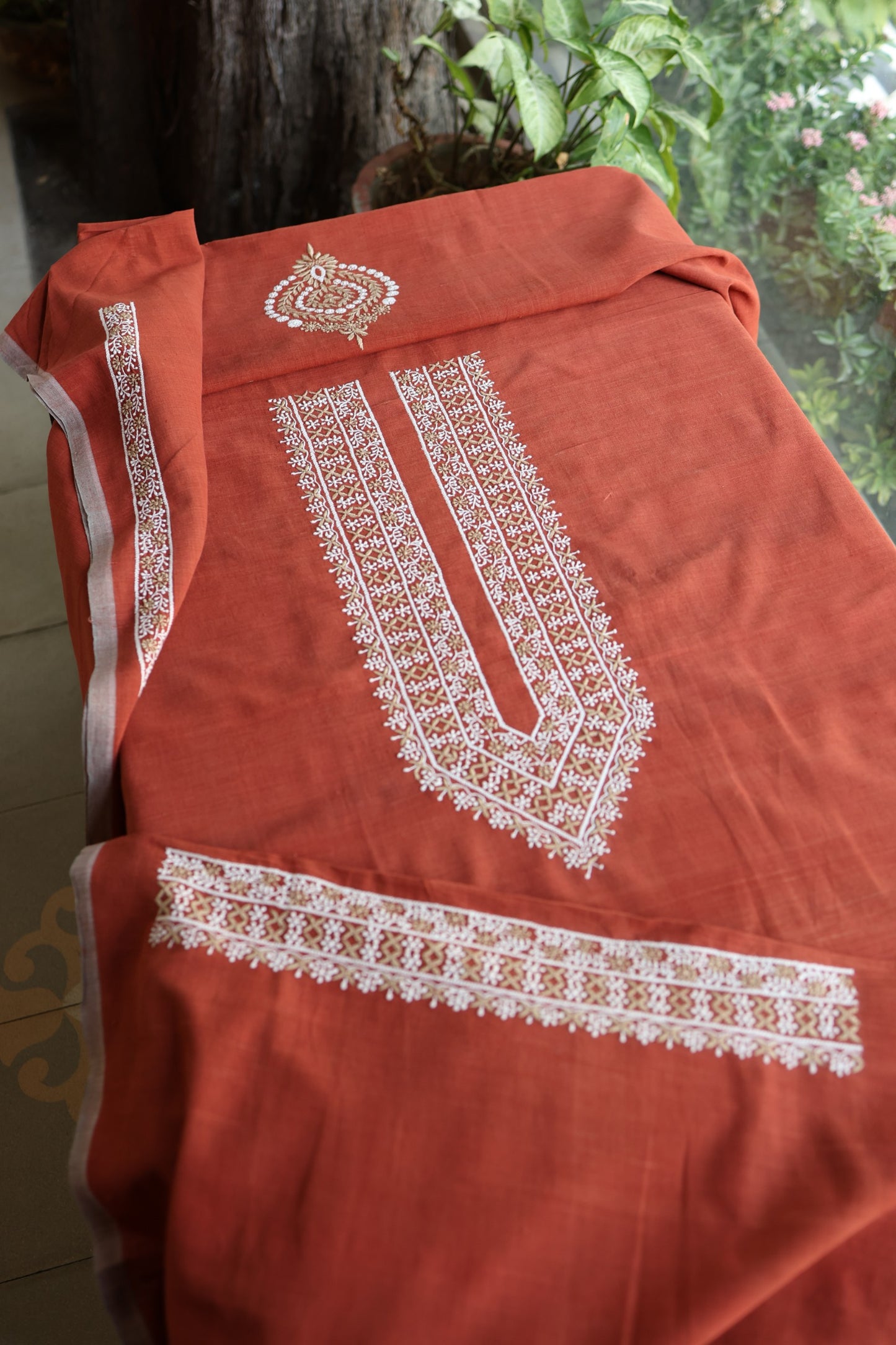 Copper Rust Shade Malkha Handspun Khadi Kurtas Unisex Fabric