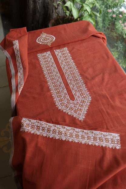 Copper Rust Shade Malkha Handspun Khadi Kurtas Unisex Fabric
