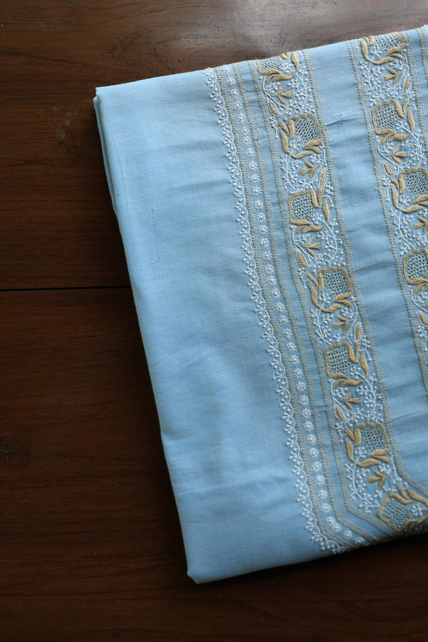 Coral Blue Shade Unisex Chikankari Bengal Muslin Kurta