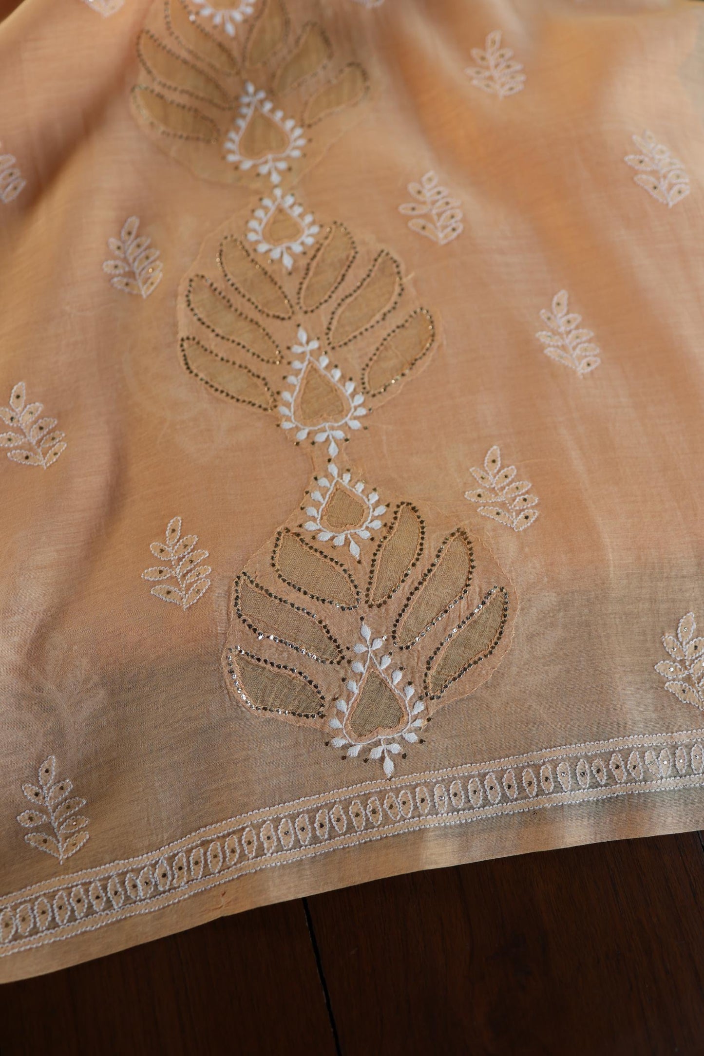 Coral Peach Daraz Chikankari Kurta Fabrics