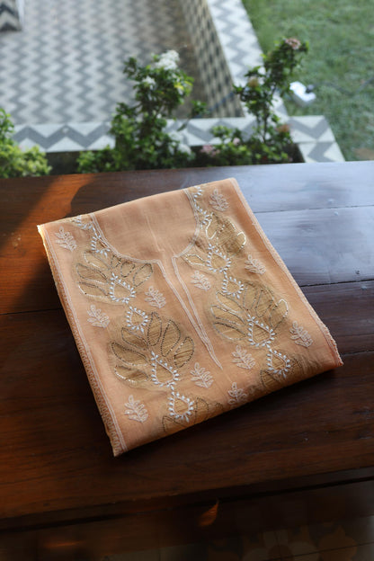 Coral Peach Daraz Chikankari Kurta Fabrics