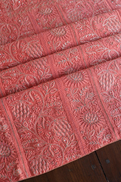 Coral Pink Shade Rasm Chanderi Highlights Fabrics