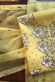 Corn Yellow Shade Noor Organza Silk Mukaish Pearl Chikankari Unstitched Fabric