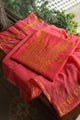 Cranberry Pink & Mustard Shade Mal Cotton Chikankari Unstitched Kurta Dupatta Fabric With Kamdani