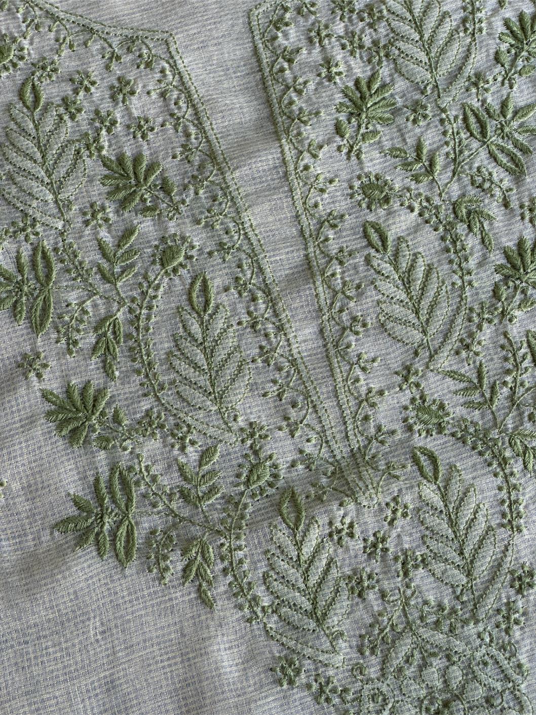 Cream Shade Kota Chikankari Unstitched Fabrics