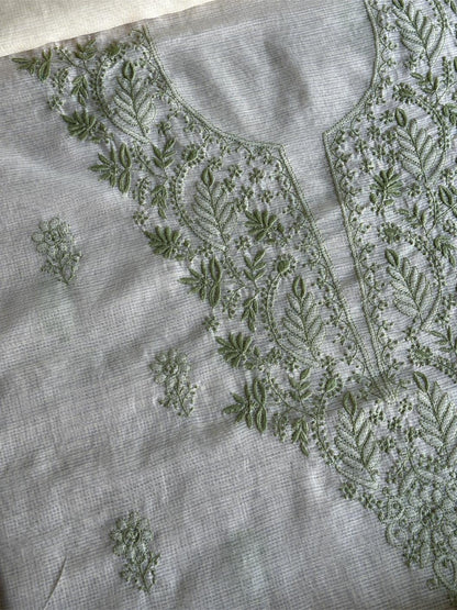 Cream Shade Kota Chikankari Unstitched Fabrics