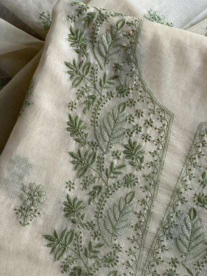 Cream Shade Kota Chikankari Unstitched Fabrics