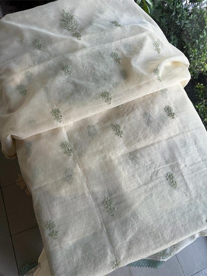 Cream Shade Kota Chikankari Unstitched Fabrics