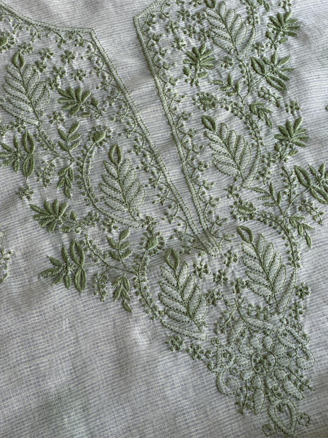 Cream Shade Kota Chikankari Unstitched Fabrics