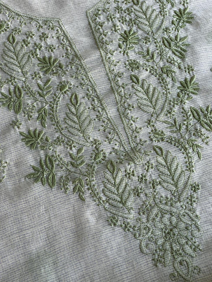 Cream Shade Kota Chikankari Unstitched Fabrics
