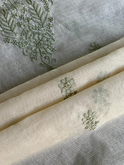 Cream Shade Kota Chikankari Unstitched Fabrics