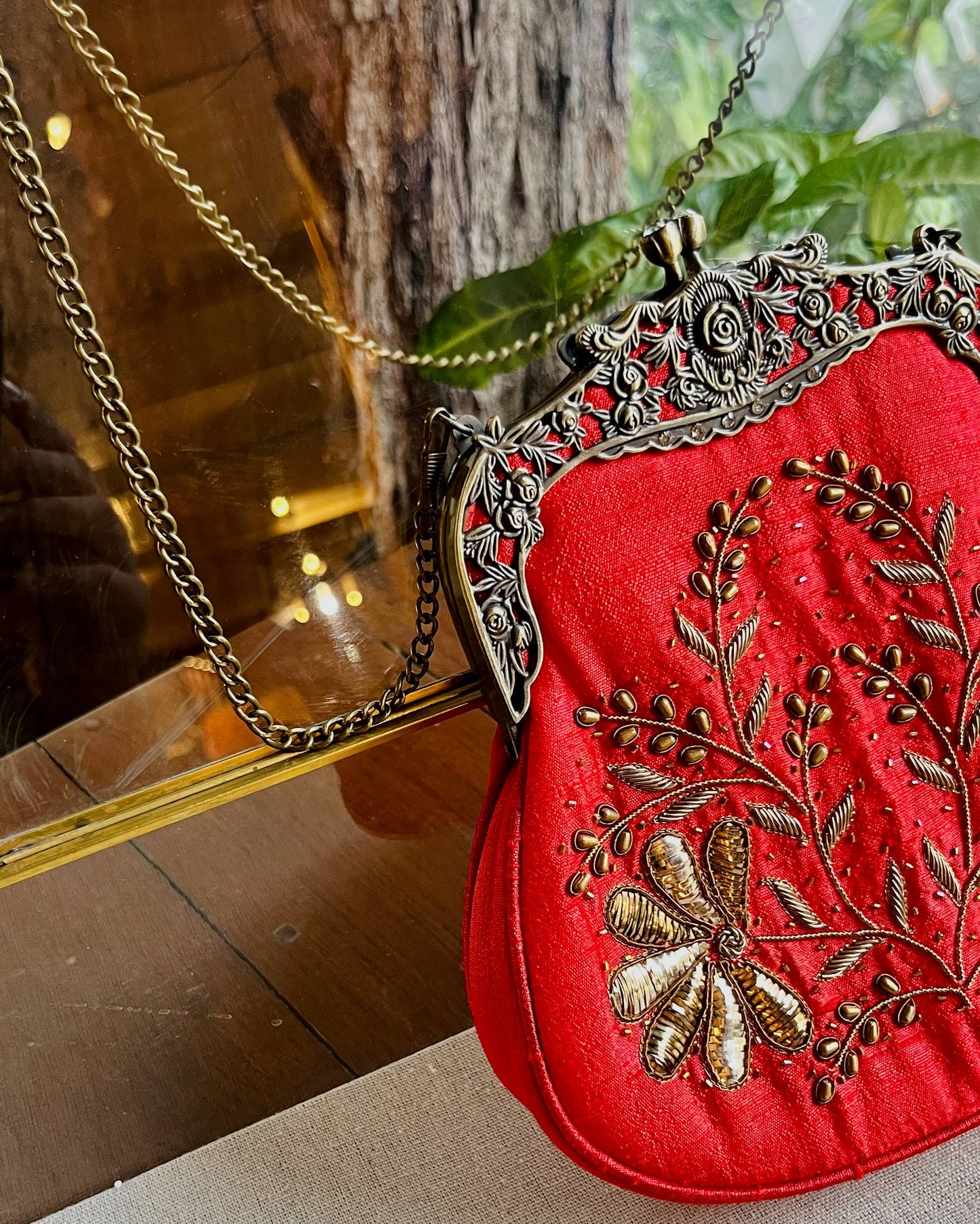 Crimson Red | Vintage Ari Mukaish Sling Bags