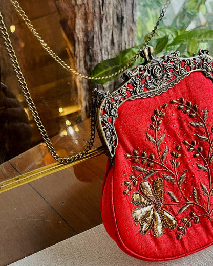 Crimson Red | Vintage Ari Mukaish Sling Bags