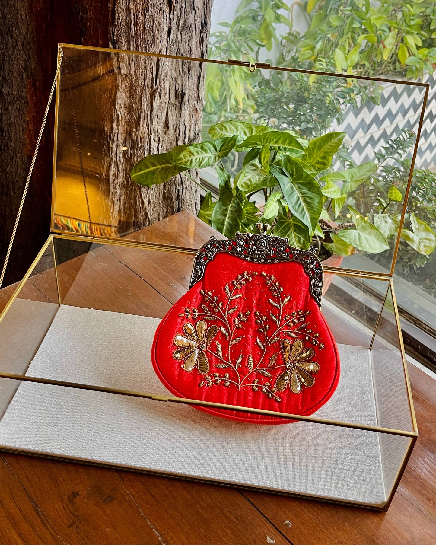 Crimson Red | Vintage Ari Mukaish Sling Bags