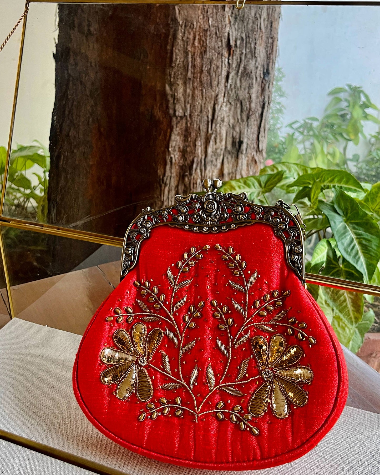 Crimson Red | Vintage Ari Mukaish Sling Bags