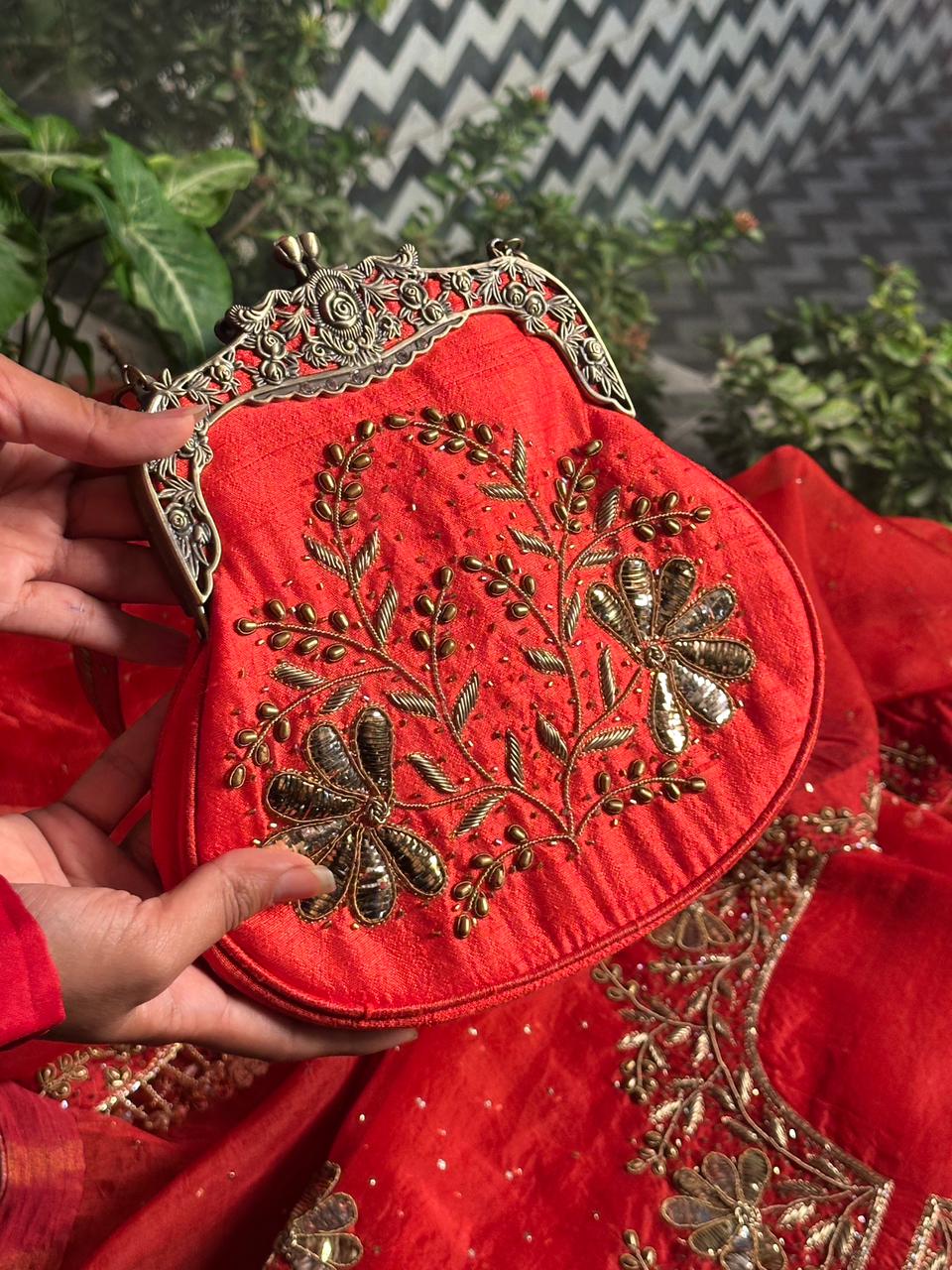 Crimson Red | Vintage Ari Mukaish Sling Bags