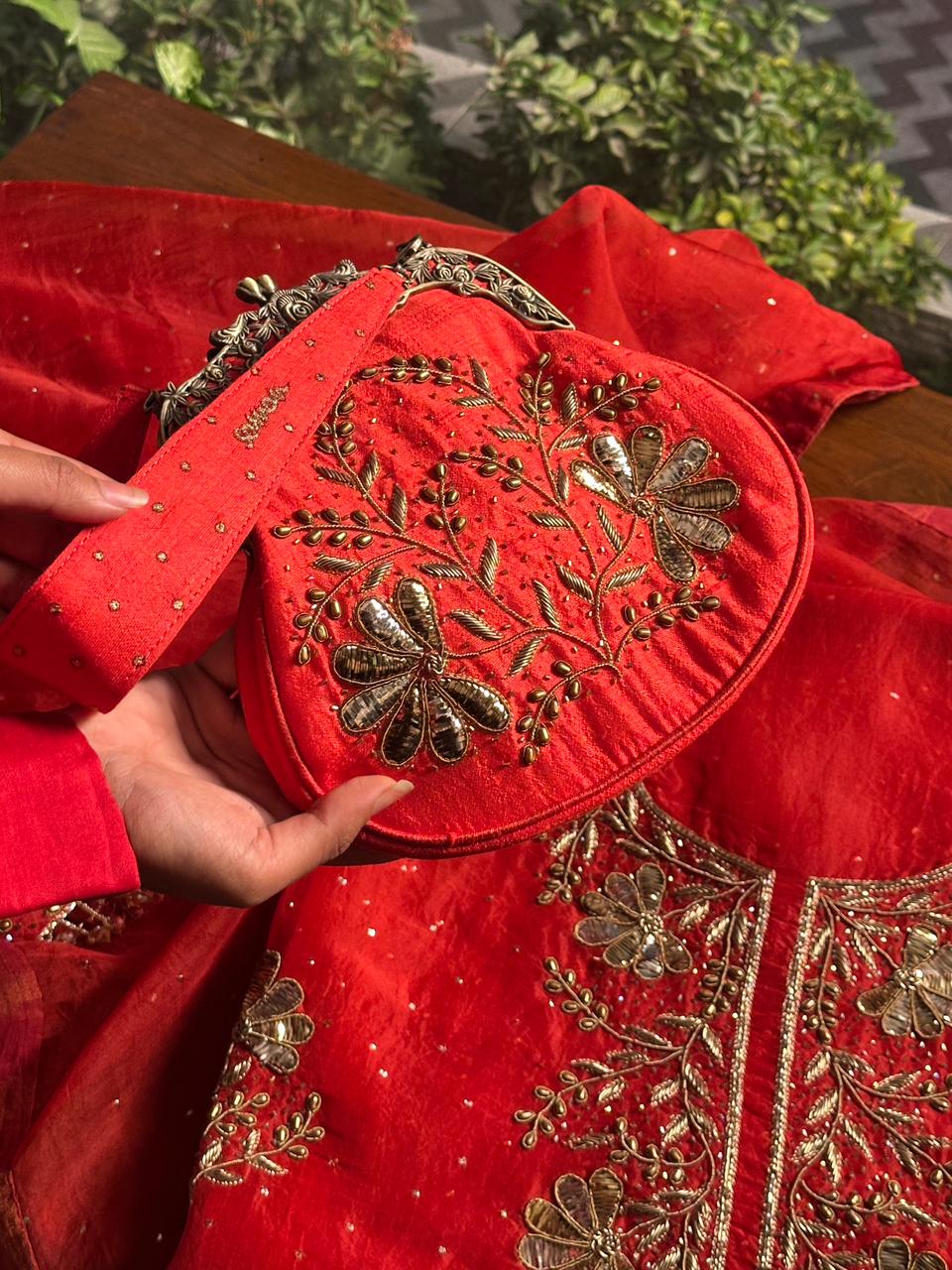 Crimson Red | Vintage Ari Mukaish Sling Bags