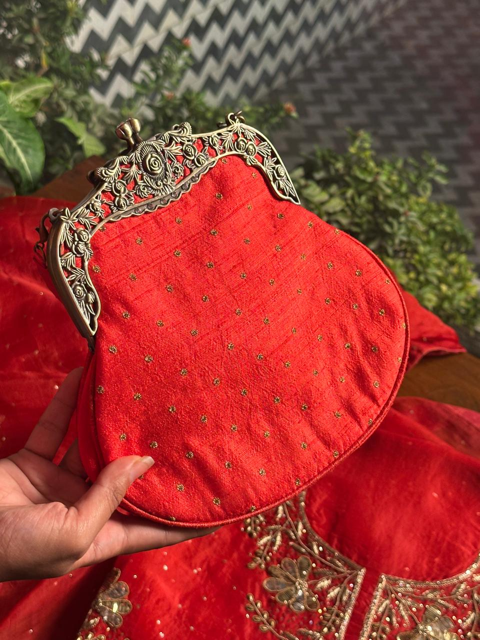 Crimson Red | Vintage Ari Mukaish Sling Bags