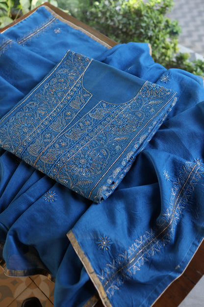 Dark Blue Shade Rasm Maheshwari Highlights Fabric