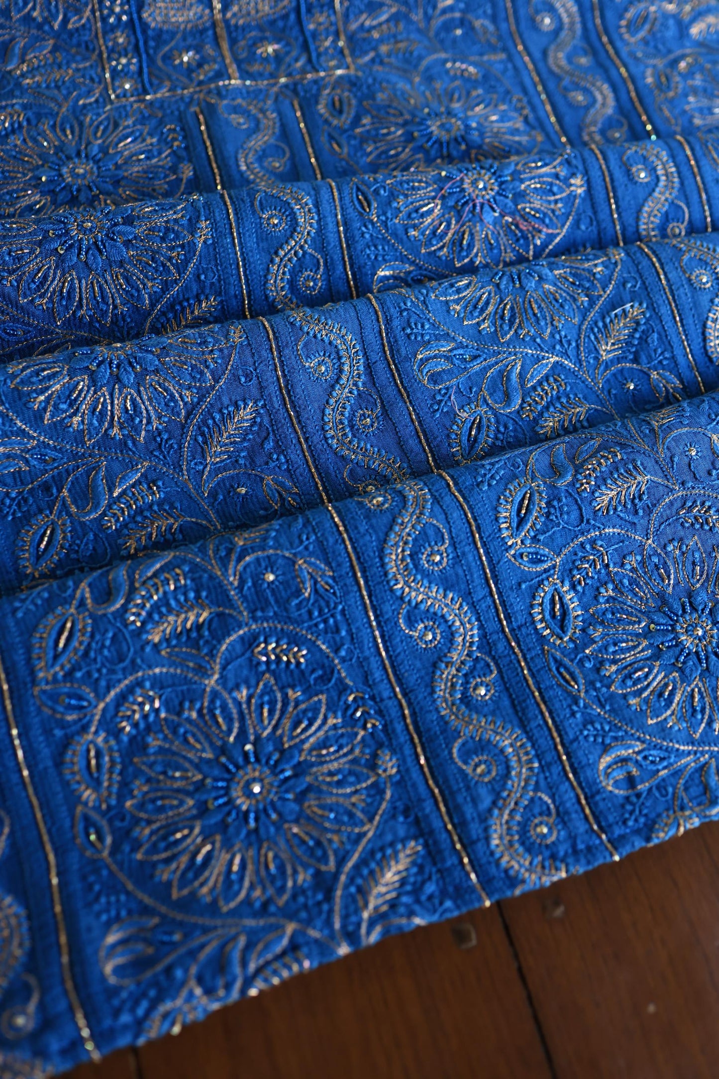 Dark Blue Shade Rasm Maheshwari Highlights Fabric