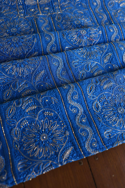 Dark Blue Shade Rasm Maheshwari Highlights Fabric